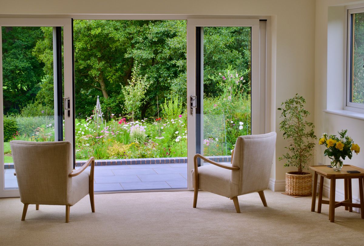 Two chairs by large patio doors — Patio door sightline